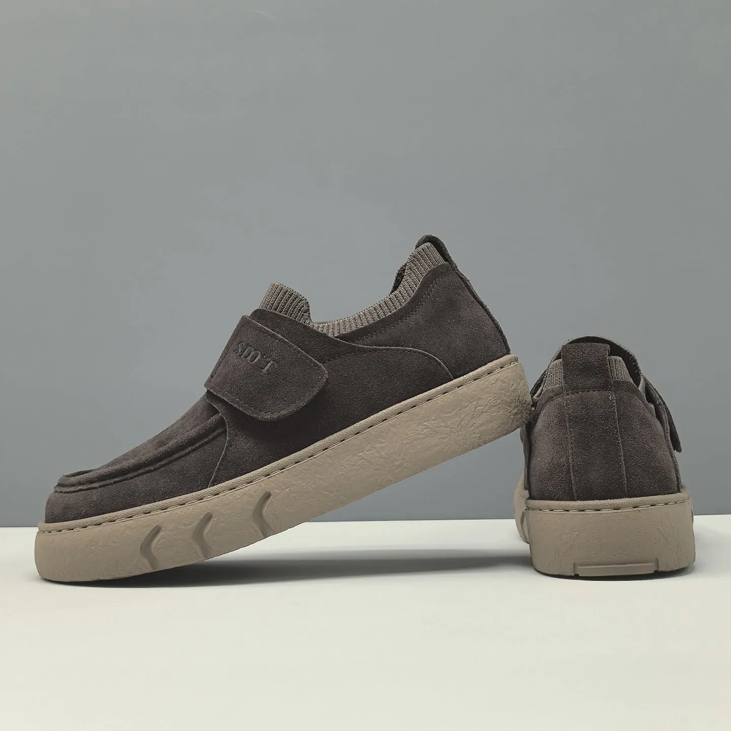 Men's Minimalist Suede Velcro Tape Casual Shoes Navy Smart Casual Shoes