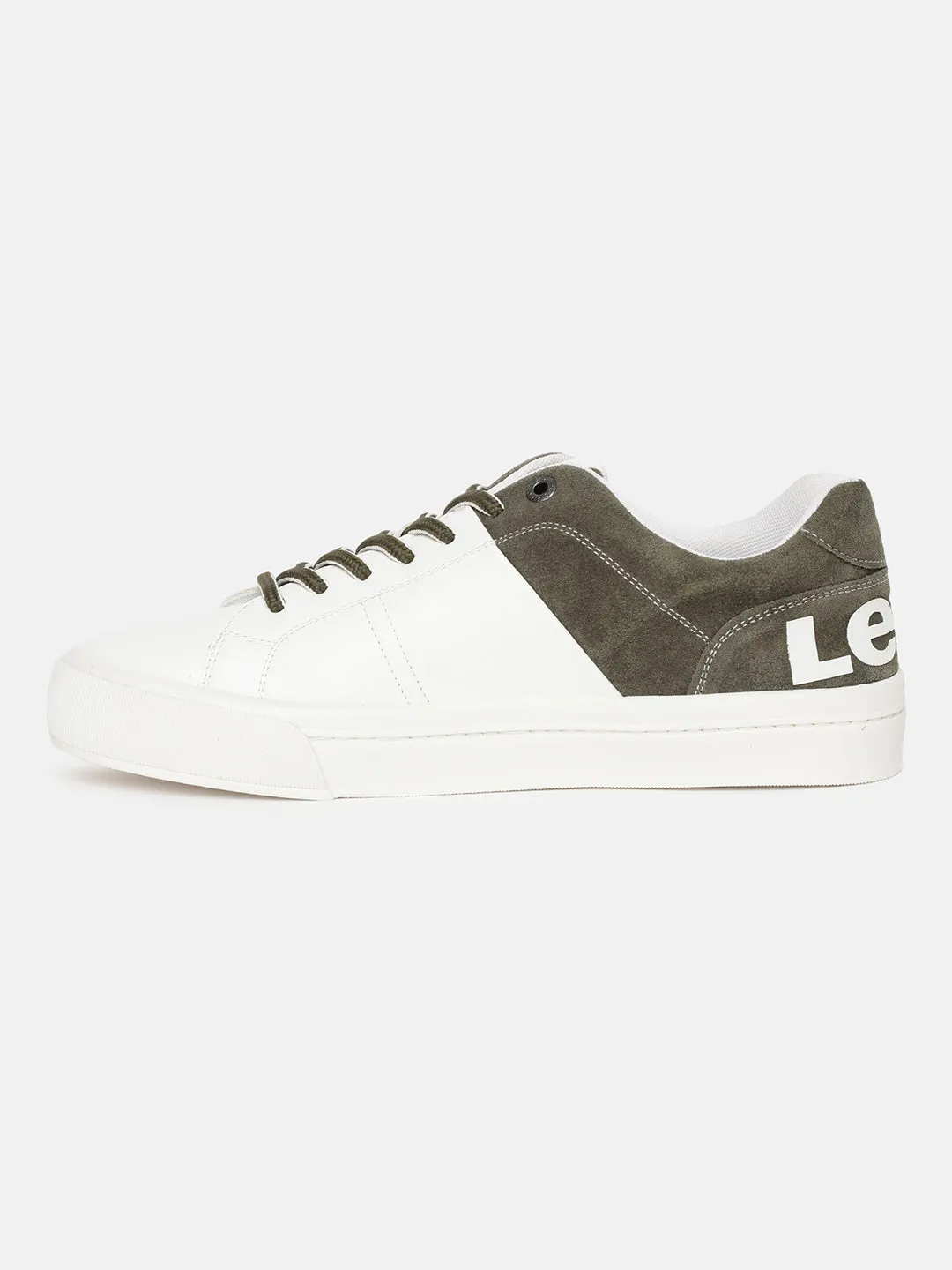 Men's White And Green Colorblock Shoes Color Sneakers