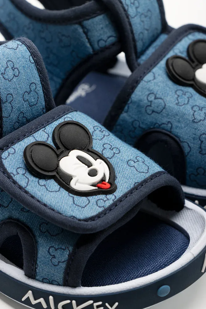 Comfiest Sandals For Walking Mickey Mouse Denim Foxing Sandals Blue