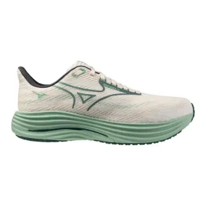 No Lace Running Shoes Mizuno Mens Wave Rider 29 Running Shoes White/Bistro Green