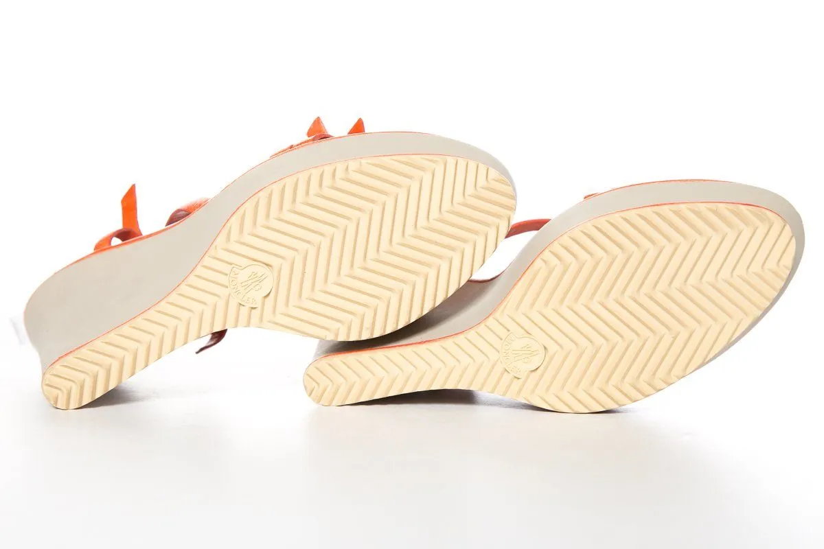 Sandals Ochi 4 Bedroom Villa Moncler Orange Leather & Grey Wedge Sandals SZ 9 Sale