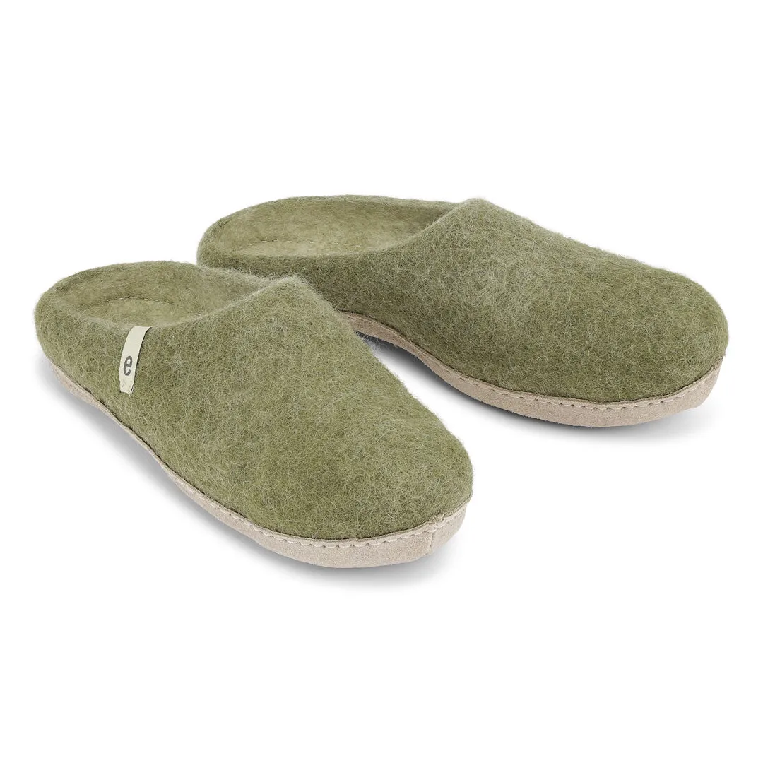 Moss Green Fair Trade Felt Slippers Bruins Slippers
