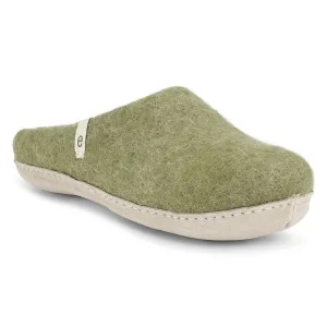Moss Green Fair Trade Felt Slippers Baguette Slippers