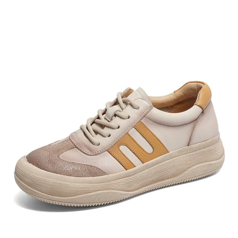 Women Fashion Patchwork Leather Flat Casual Shoes Shoes For With Feet