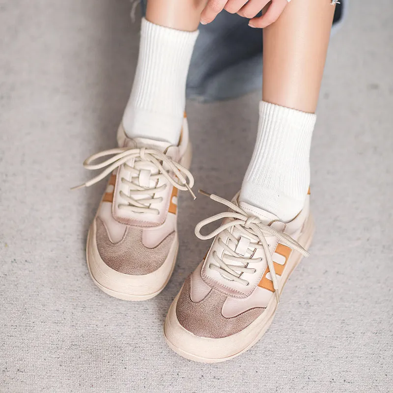 Summer Flats Shoes Women Fashion Patchwork Leather Flat Casual Shoes