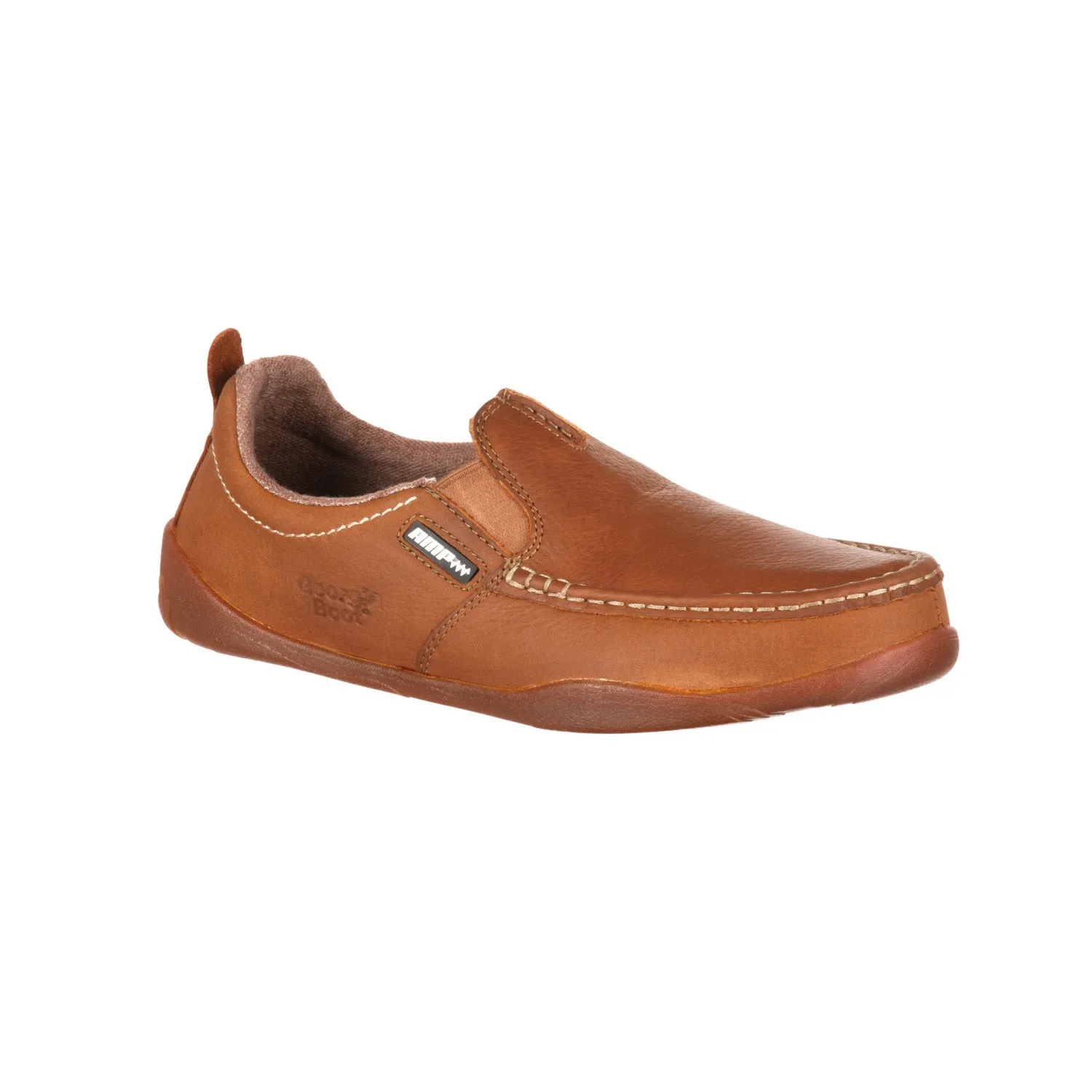 Extra Wide Width Ankle Boots Georgia Mens Tan Leather Cedar Falls Moc Slip-On Shoes