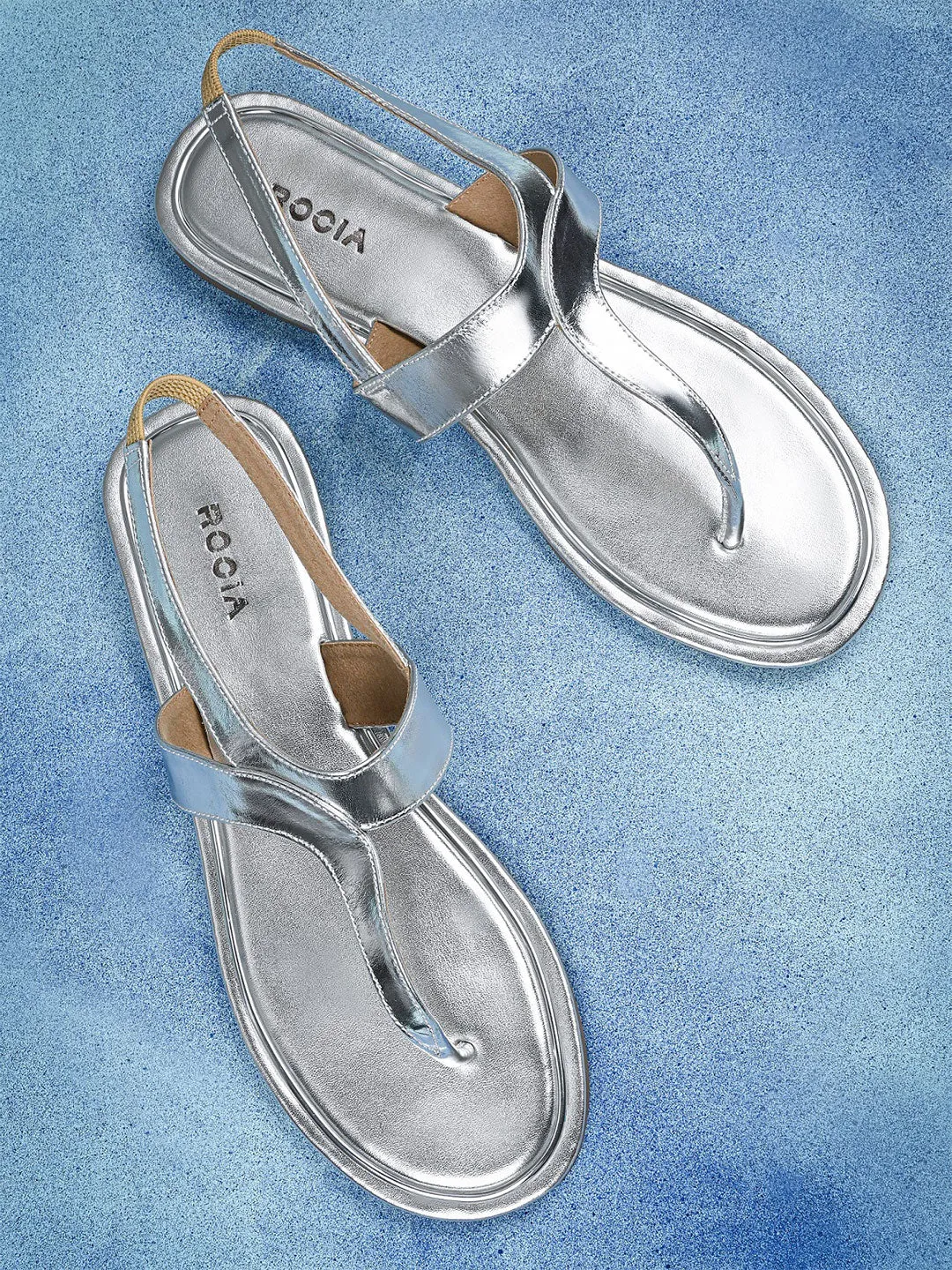 Rocia By Regal Silver Women Casual Flat Sandals Flat Bottom Dress Shoes