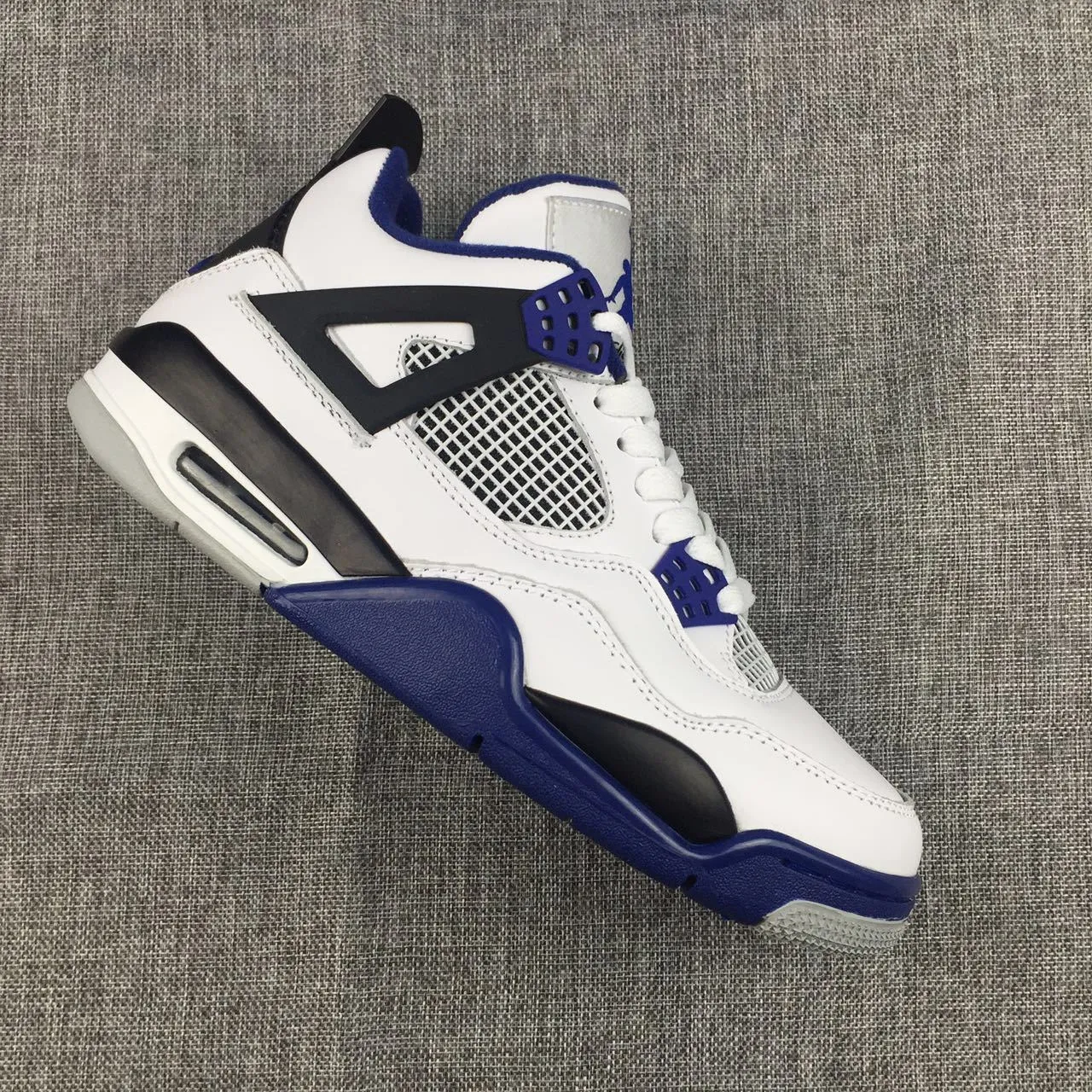 Mb 1 Basketball Shoes Nike Air Jordan 4 Retro Motosports White Black Blue Basketball Men