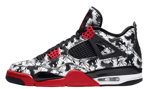 Oregon Ducks Basketball Shoes Nike Air Jordan 4 Tatoos Black White Red Basketball Men