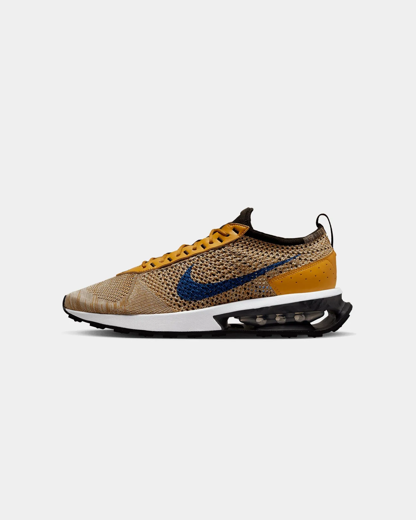 Nike Air Max Flyknit Racer Next Nature Elemental Gold/Hyper Royal-Gold Suede Nike Mesh Shoe