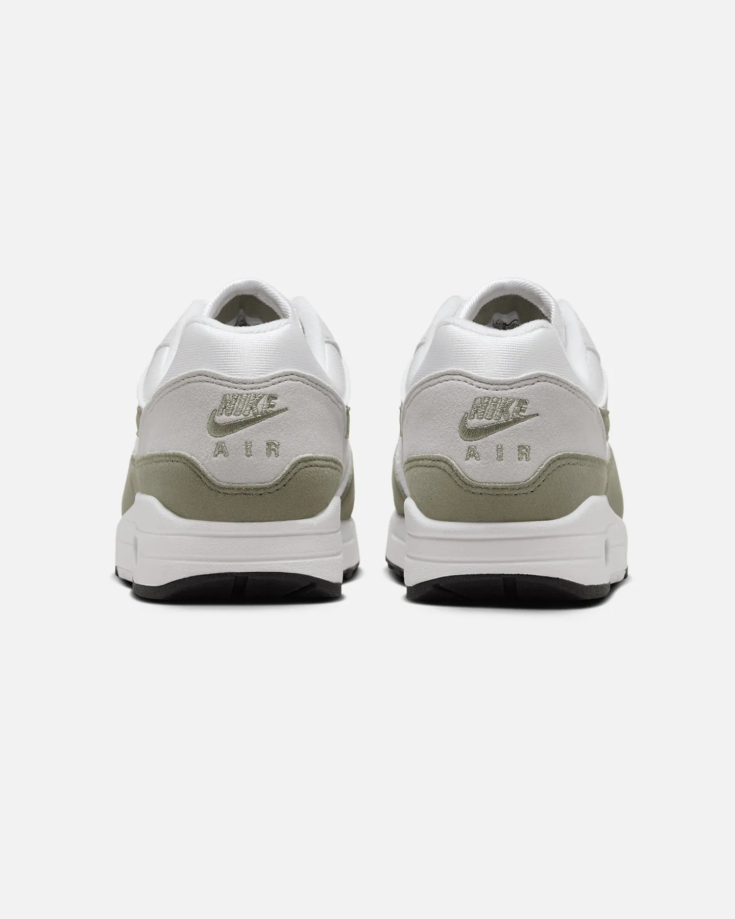 Nike Women's Air Max 1 White/Light Army Nike Sock Tennis Shoes