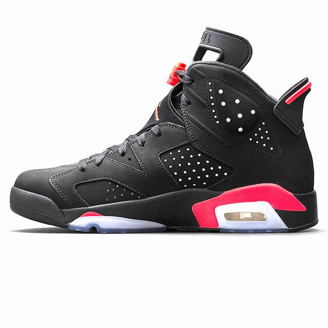 Nike Air Jordan 6 Black Infrared AJ6 Men Basketball Shoes, Black & Red, Shock Absorption Anti-Slip Support  Balance 384664 023 Best Selling Basketball Shoes 2016