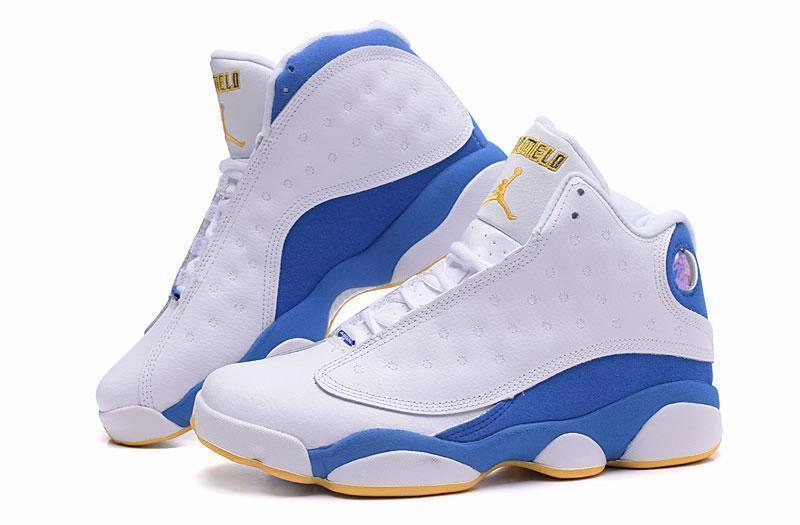 Nike Air Jordan Men 13 Retro White/Blue/Yellow Basketball Men Atr Chill Mid Basketball Shoes