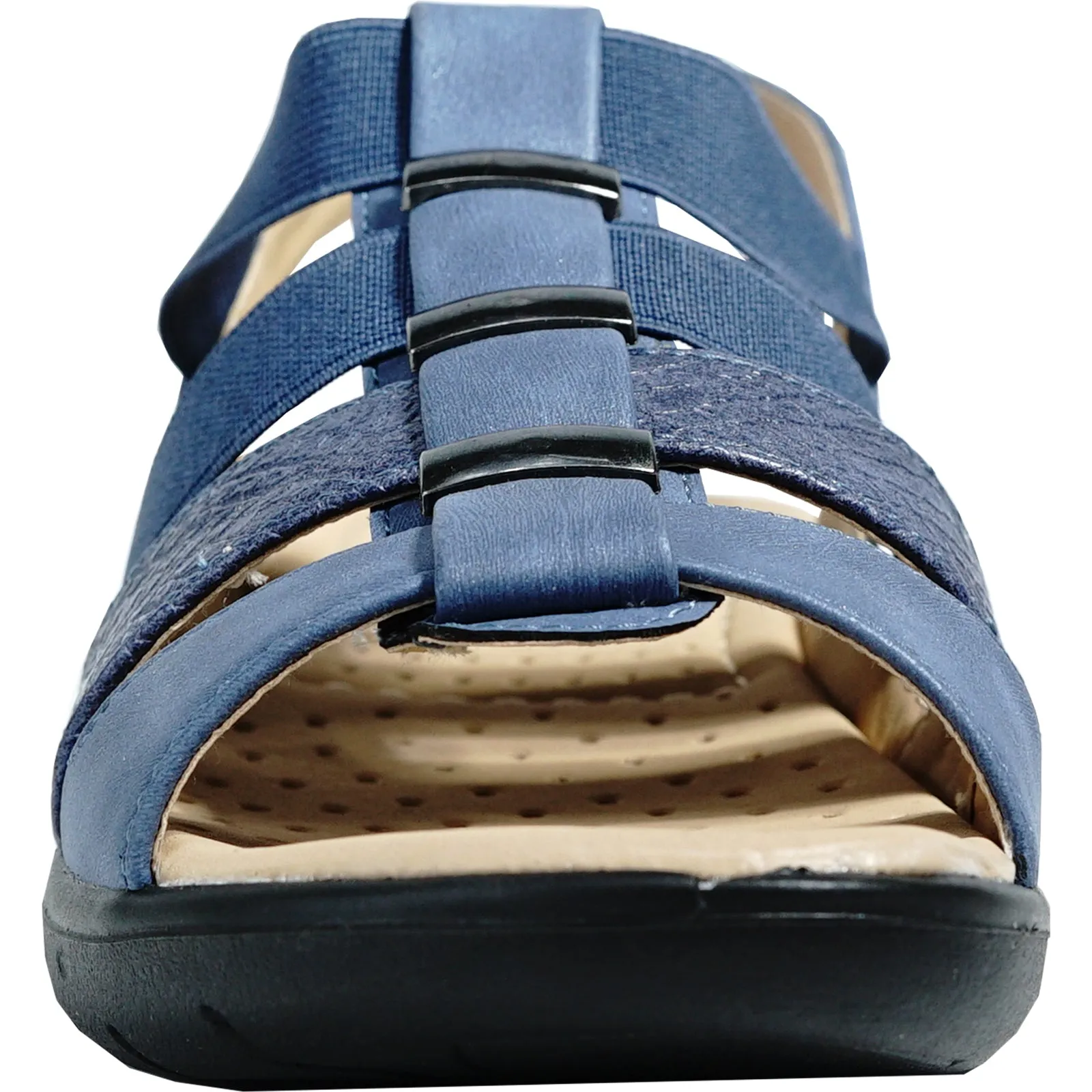 kozi Women Sandal OY5126 Comfort Wedge Sandal Navy 2 Inch Heels Sandals Shoes