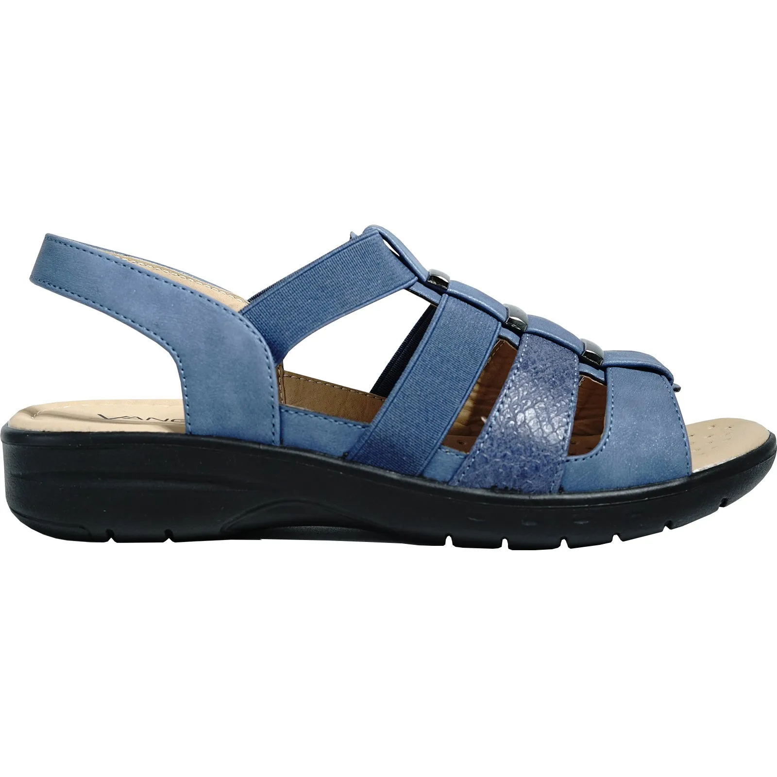 kozi Women Sandal OY5126 Comfort Wedge Sandal Navy Jeweled Wedge Sandals