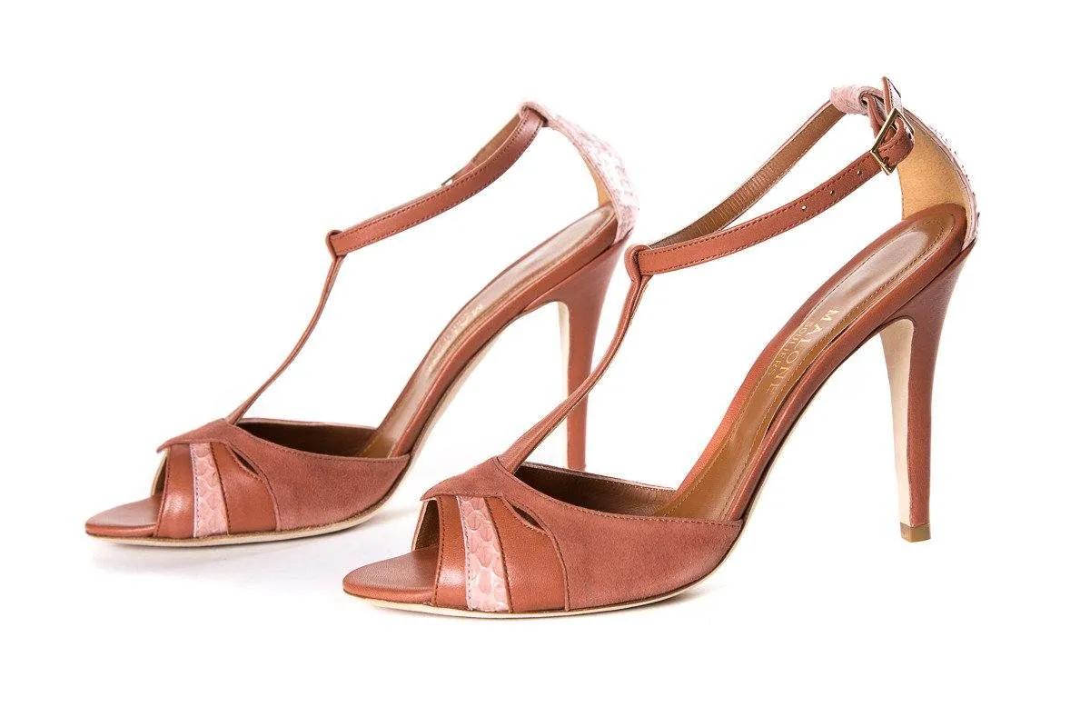 Malone Souliers Dusty Rose T-Strap Sandals SZ 37.5 Sandals Exuma Bahamas