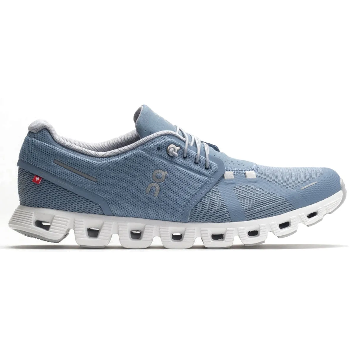 Men Running Shoes On Sale On Cloud 5 Textile Synthetic Men's Running Chambray White Trainers