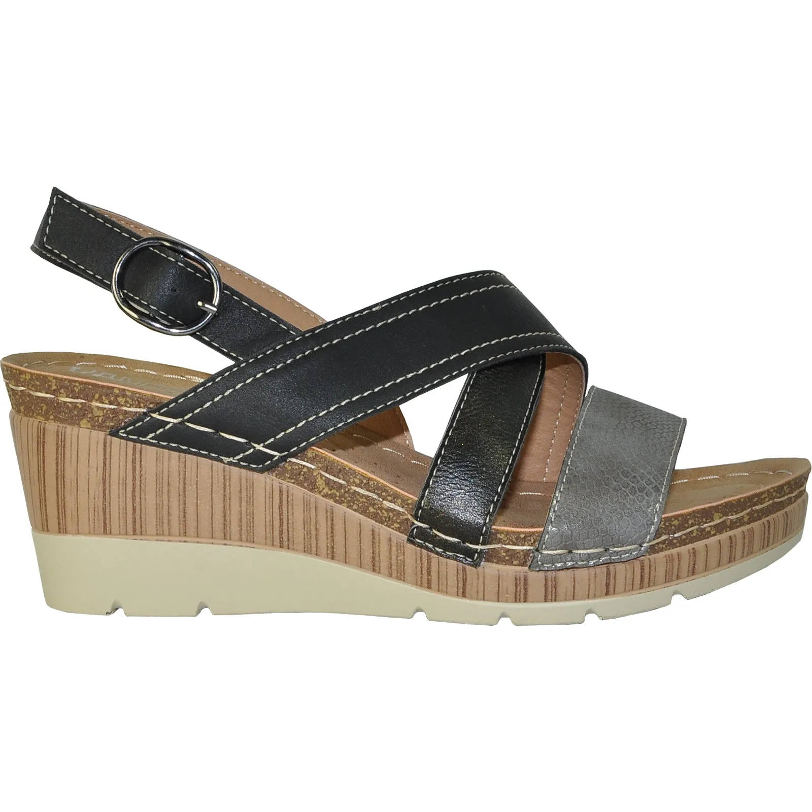 VANGELO Women Sandal REESE Wedge Sandal Black Jordan Sandals