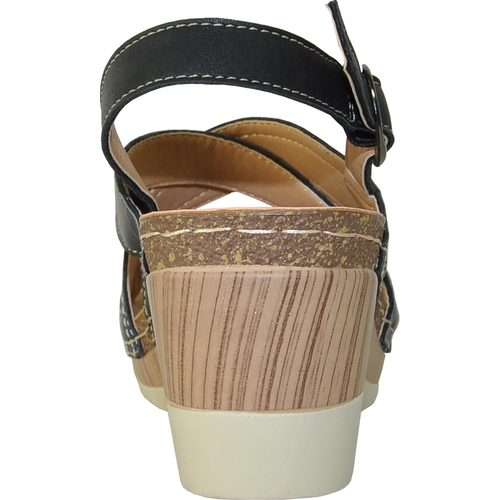 Wedge Comfortable Sandals VANGELO Women Sandal REESE Wedge Sandal Black