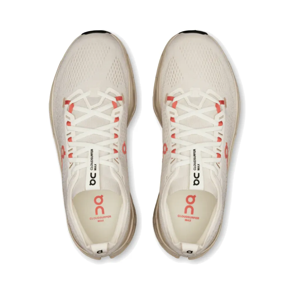 On Women's Cloudsurfer Max Sneaker in Ivory/Salmon Affordable Flat Shoes