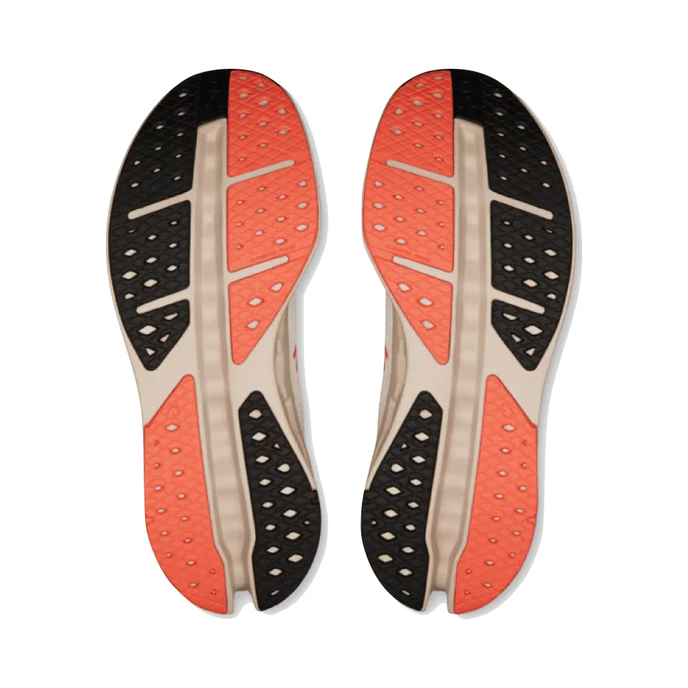 On Women's Cloudsurfer Max Sneaker in Ivory/Salmon Flat Bridesmaid Shoes