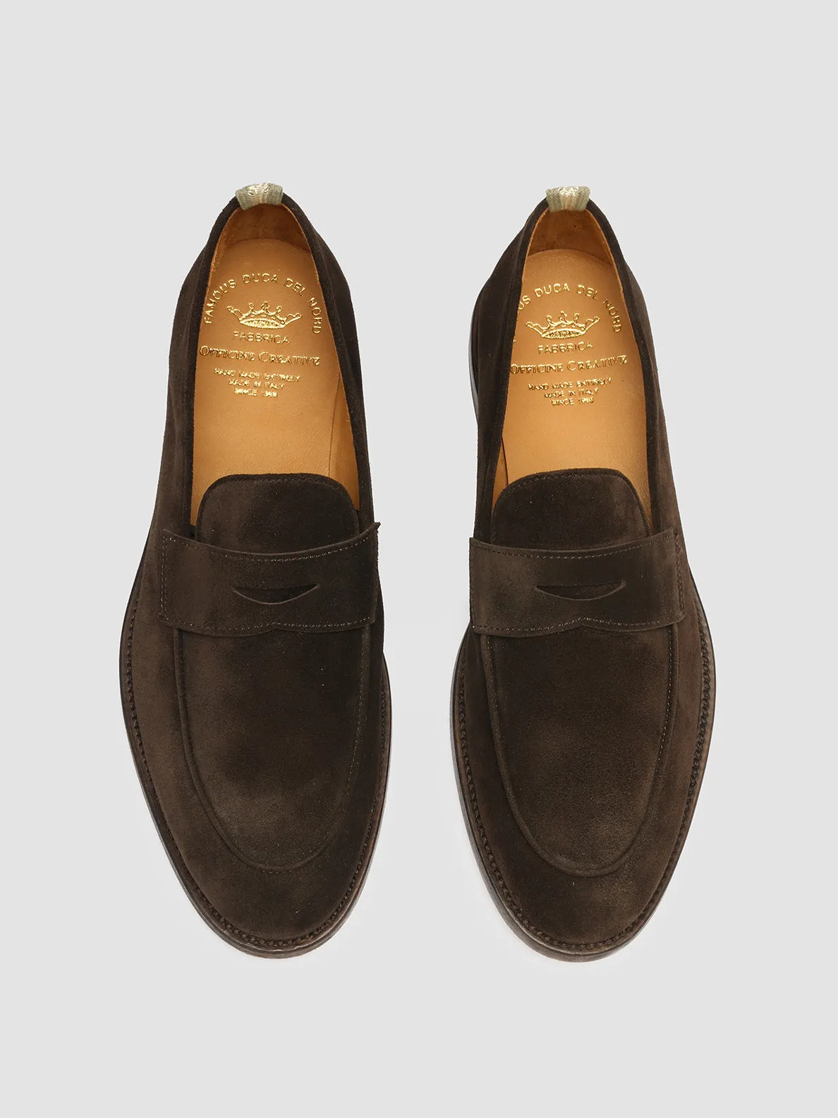 Union Loafers Cafe OPERA 001 - Dark Brown Suede Penny Loafers