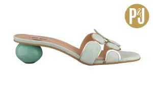 Leather Block Heel Sandals P&J Eastern Green