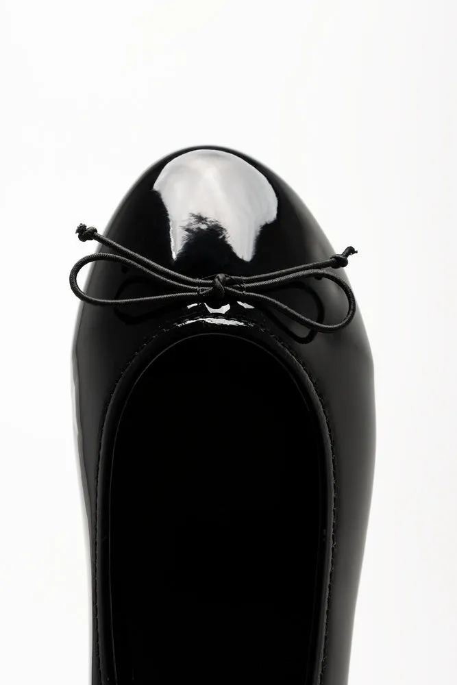 Winter Flat Mtb Shoes Patent Almond Toe Ballerina Pump Blk