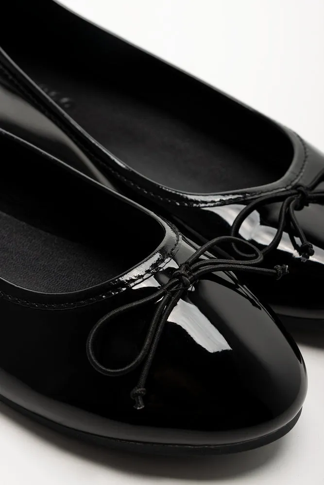 Shoes Flats Oxfords Patent Almond Toe Ballerina Pump Blk