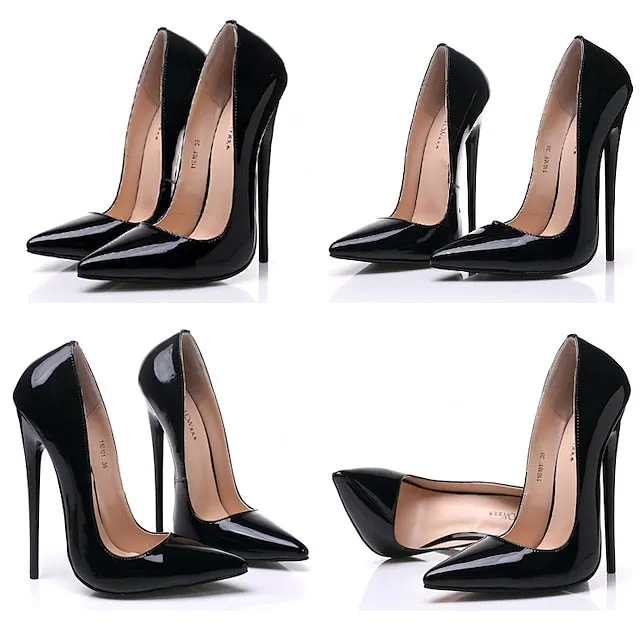 Heel Flip Flops Patent Leather Women's - Black Heels High Stiletto Sexy