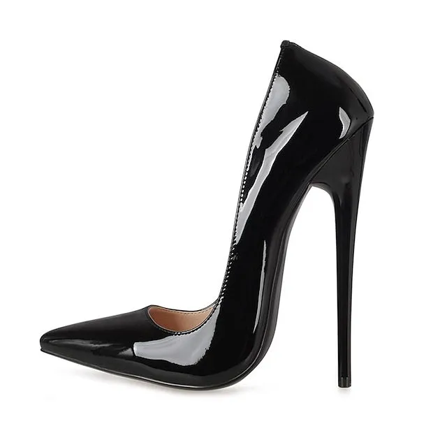 High Heels Plus Size Patent Leather Women's - Black Heels High Stiletto Sexy
