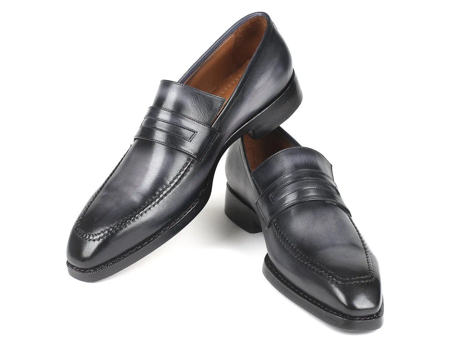 Original Penguin Loafers Paul Parkman Gray Burnished Goodyear Welted Loafers (ID#37LFGRY)