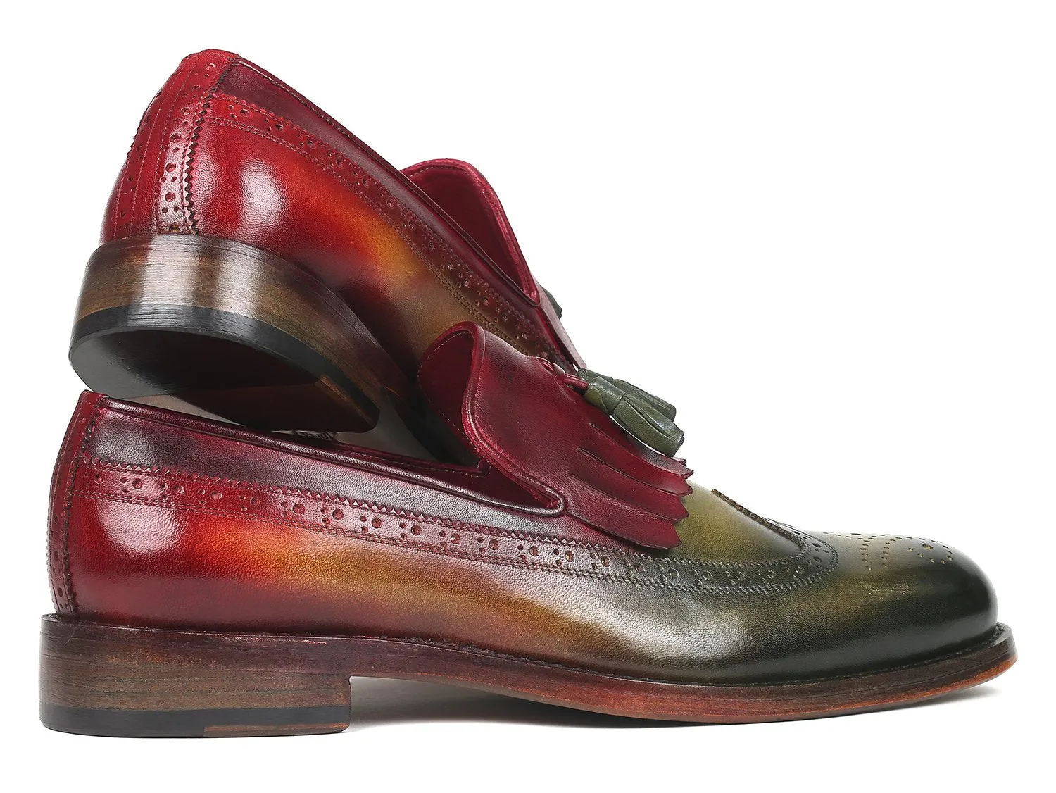 Nautical Loafers Paul Parkman Kiltie Tassel Loafer Green and Bordeaux (ID#KT39RD)