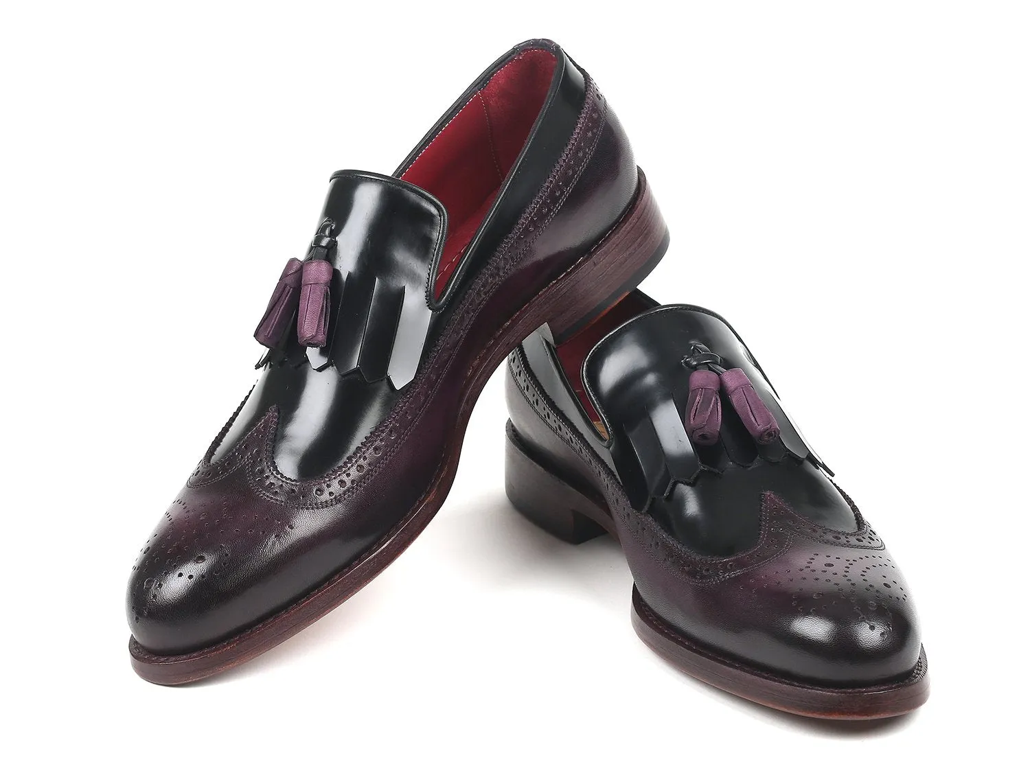 Paul Parkman Kiltie Tassel Loafer in Black and Purple Gh Bass Co Loafers