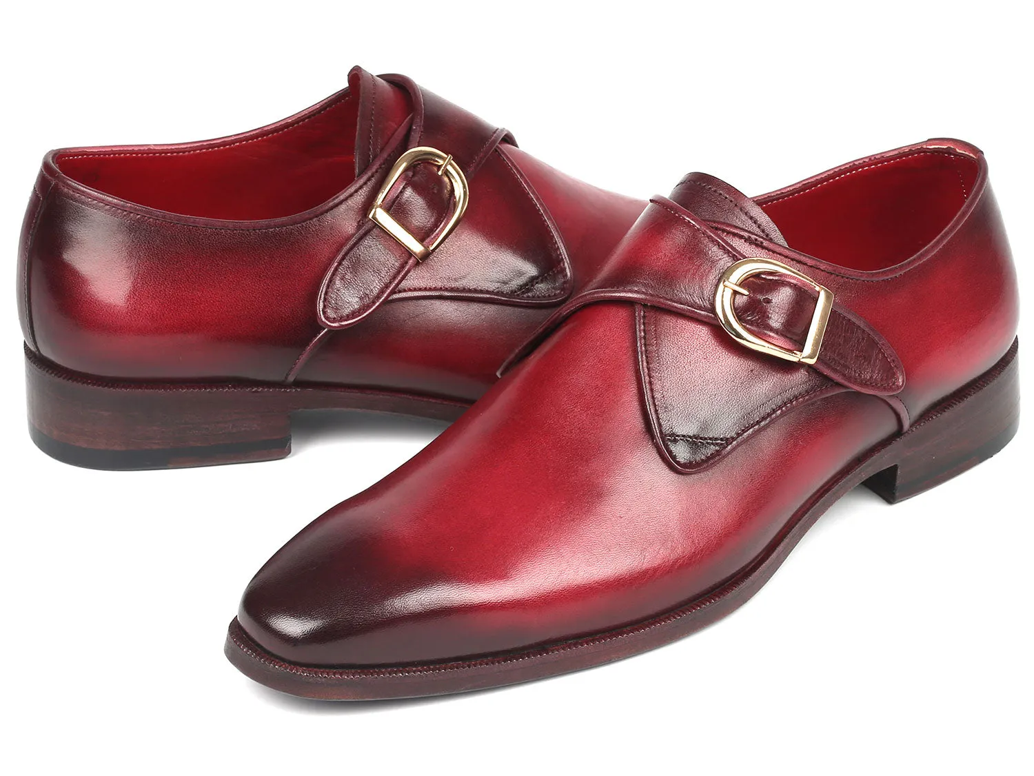 Dress Shoes Eee Width Paul Parkman Men's Single Monkstrap Leather Dress Shoes in Burgundy
