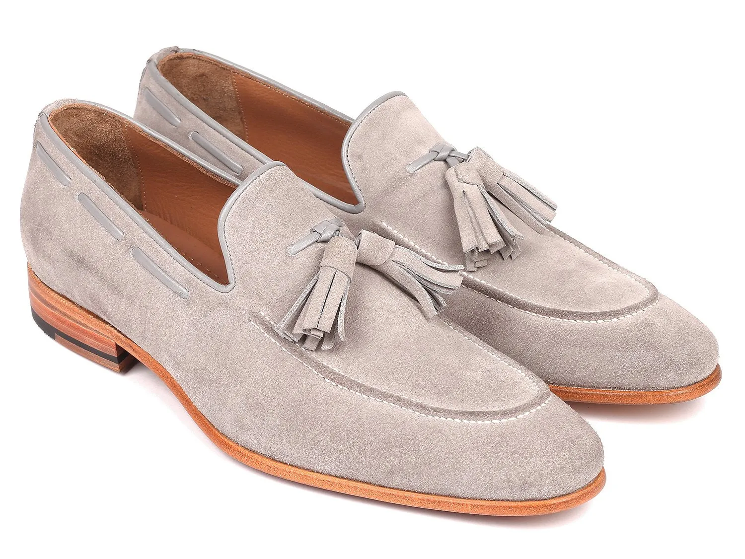 Dupe Loafers Paul Parkman Men's Tassel Loafers Grey Suede (ID#GRY32FG)