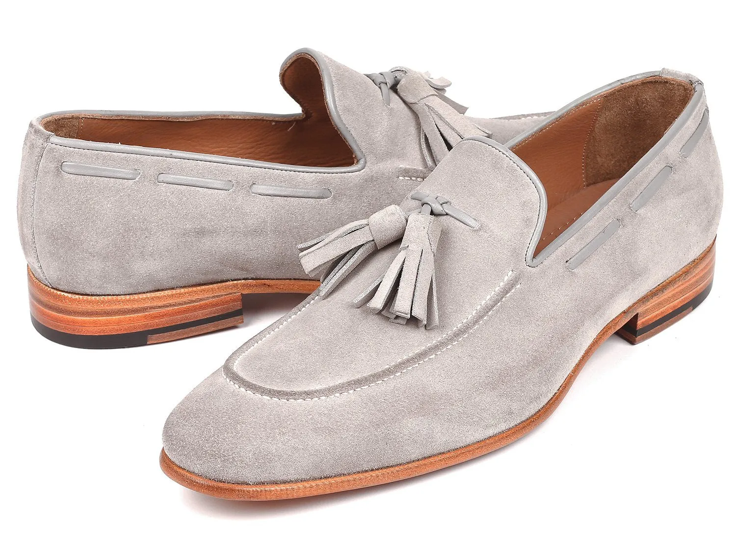 Paul Parkman Men's Tassel Loafers Grey Suede (ID#GRY32FG) Loafers With Pants
