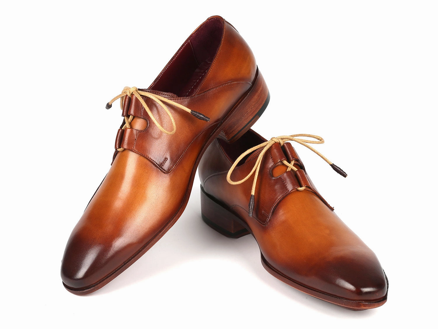 Dress Shoes Orthopedic Paul Parkman Ghillie Lacing Handsewn Shoes Light Brown (ID#022-CML)