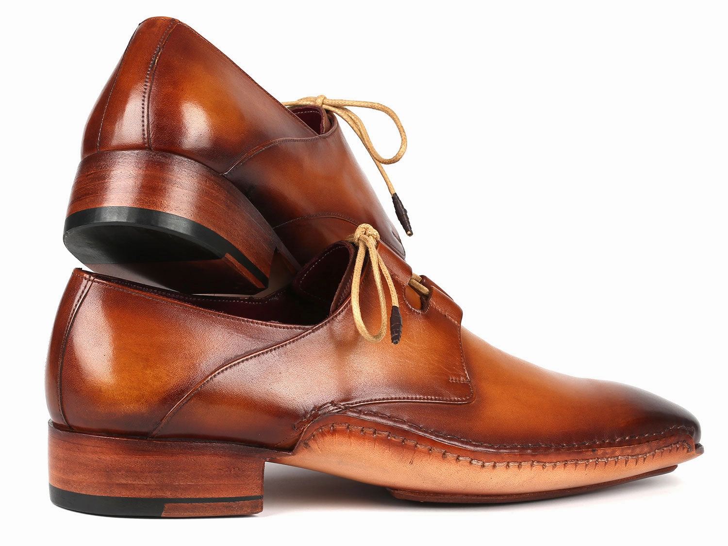 Dress Shoes For Evening Paul Parkman Ghillie Lacing Handsewn Shoes Light Brown (ID#022-CML)