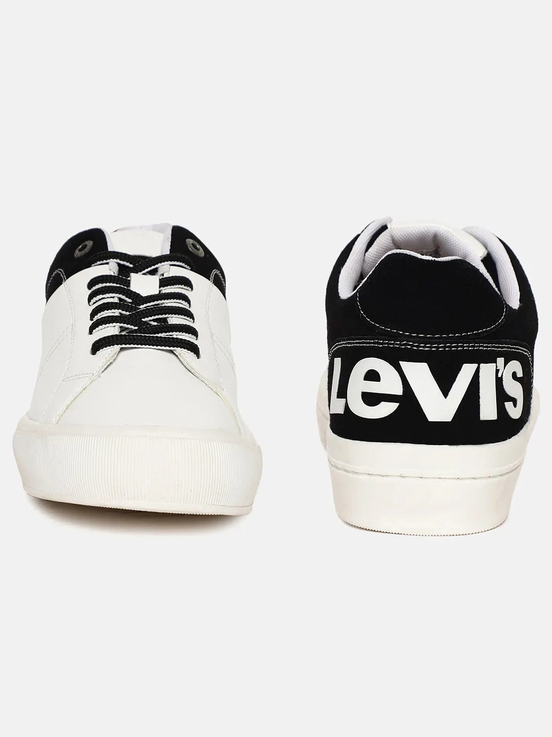 Men's White And Black Colorblock Shoes Sneakers With Rocker Bottom