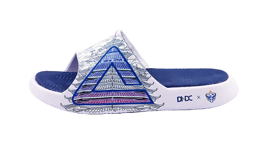 Double T Slides PEAK State Pole Slide Slippers Unisex White Blue