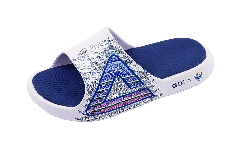 PEAK State Pole Slide Slippers Unisex White Blue Pedic Slippers
