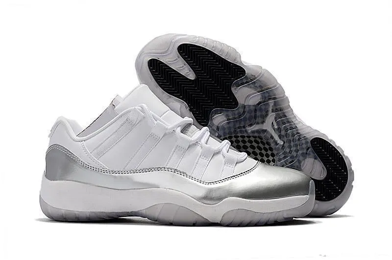 Adidas Youth Basketball Shoes Nike Air Jordan 11 Retro Low White Metallic Silver Basketball Men