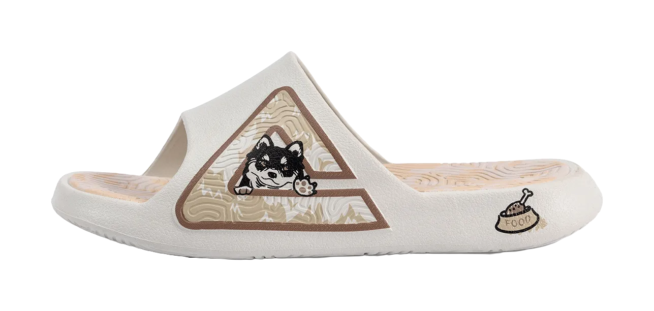 PEAK Tai Ji1.0 Cushioning Slip Resistant Abrasion Resistant Odor Resistant Quiet Slide Slippers Unisex White Brown Acupressure Slippers