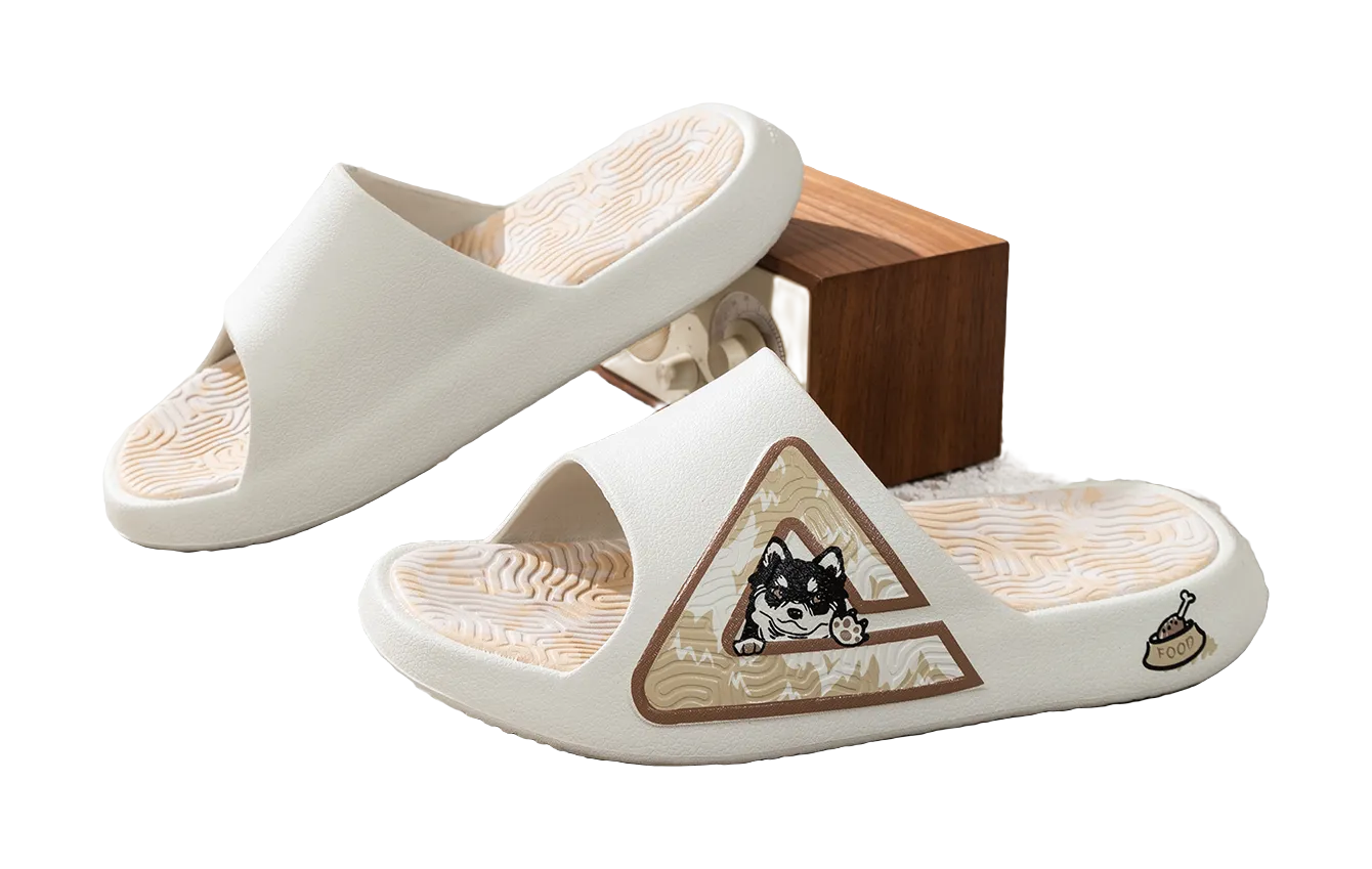 Meijer Slippers PEAK Tai Ji1.0 Cushioning Slip Resistant Abrasion Resistant Odor Resistant Quiet Slide Slippers Unisex White Brown