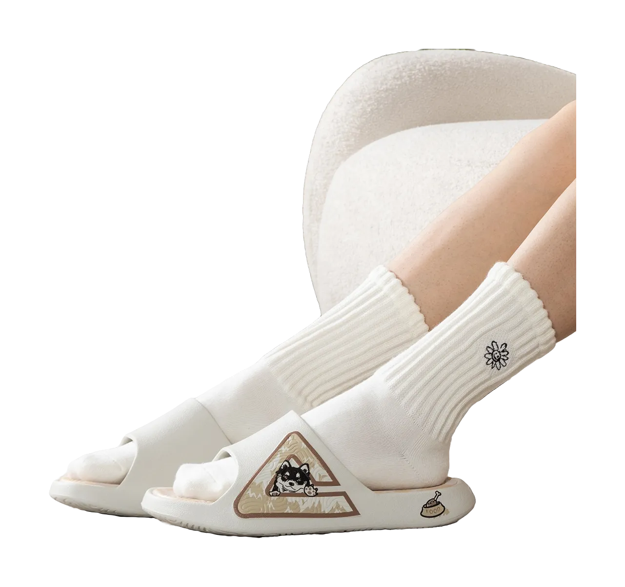 PEAK Tai Ji1.0 Cushioning Slip Resistant Abrasion Resistant Odor Resistant Quiet Slide Slippers Unisex White Brown Vibram Slippers