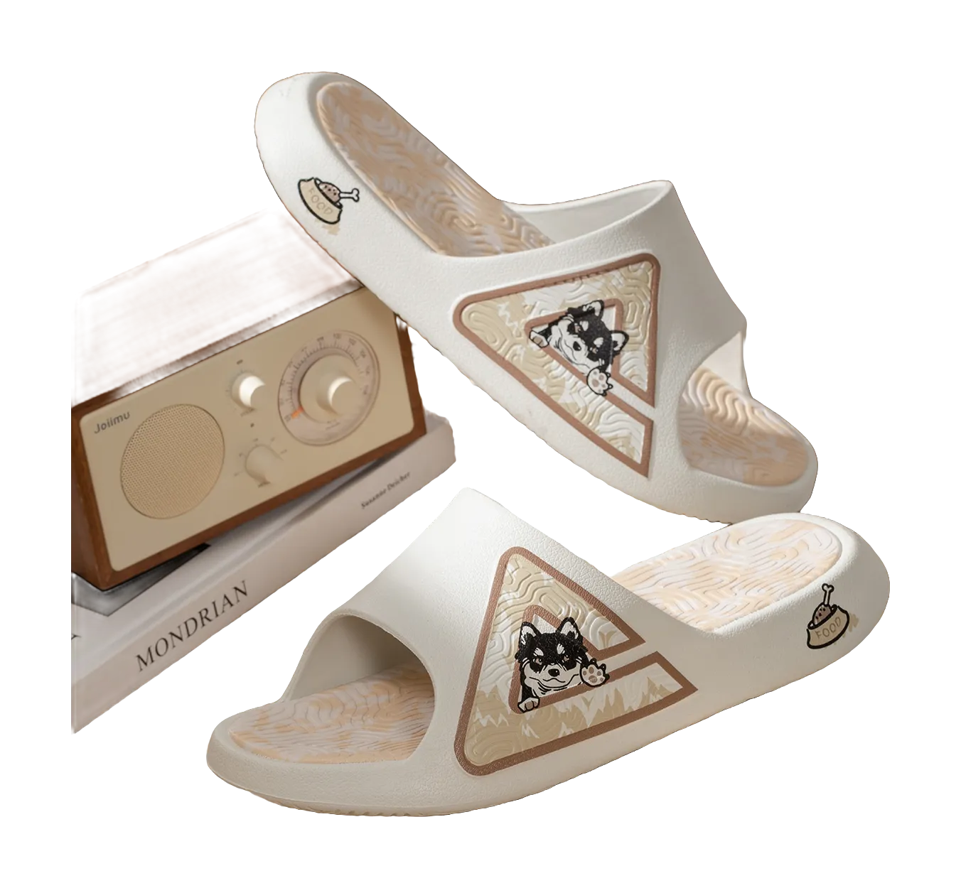 Custom Slides Shoes PEAK Tai Ji1.0 Cushioning Slip Resistant Abrasion Resistant Odor Resistant Quiet Slide Slippers Unisex White Brown
