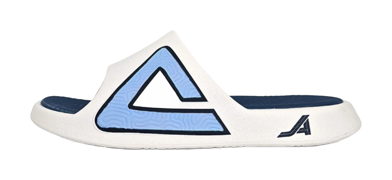 Size 15 Slippers PEAK Tai Ji1.0 Odor Resistant, Abrasion Resistant Slide Slippers Unisex White Blue