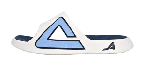 PEAK Tai Ji1.0 Odor Resistant, Abrasion Resistant Slide Slippers Unisex White Blue Apres Ski Slippers