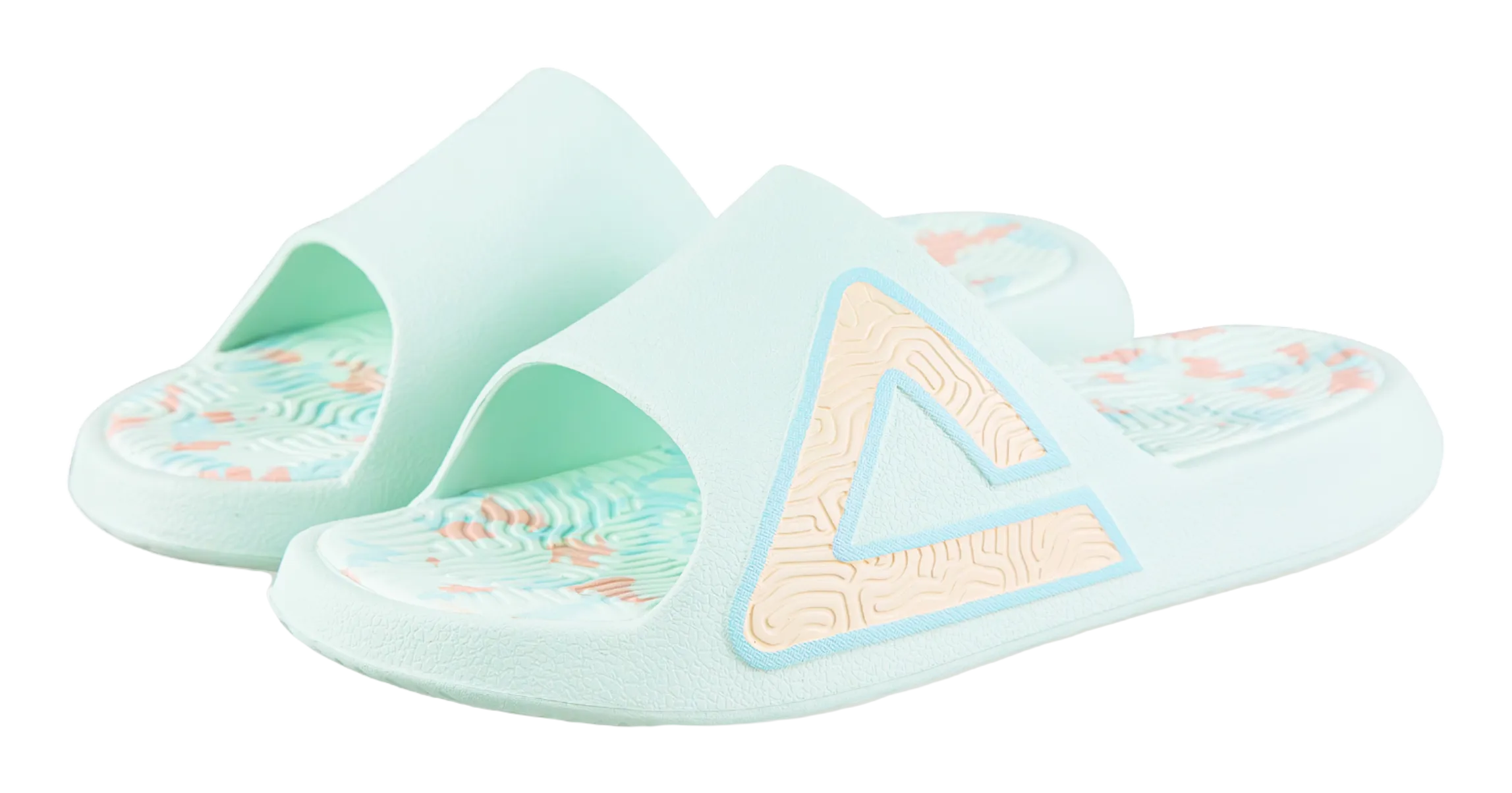 Gold Wedge Slippers PEAK Tai Ji1.0 Quiet, Odor Resistant, Abrasion Resistant Slide Slippers Unisex Green Pink